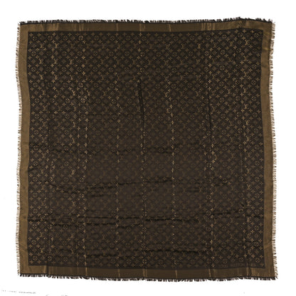 Louis Vuitton Silk Lurex Wool Monogram Shine Shawl Brown 1 of 3