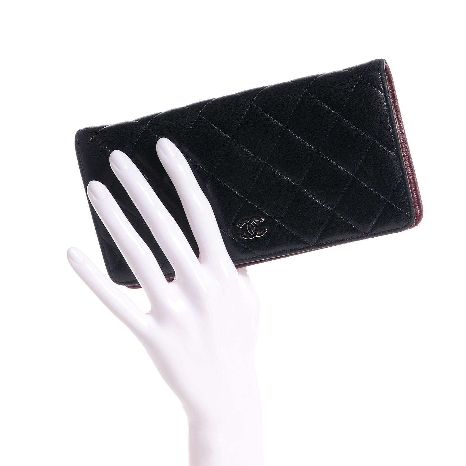 Chanel Lambskin Quilted Yen Wallet Black 2 of 8