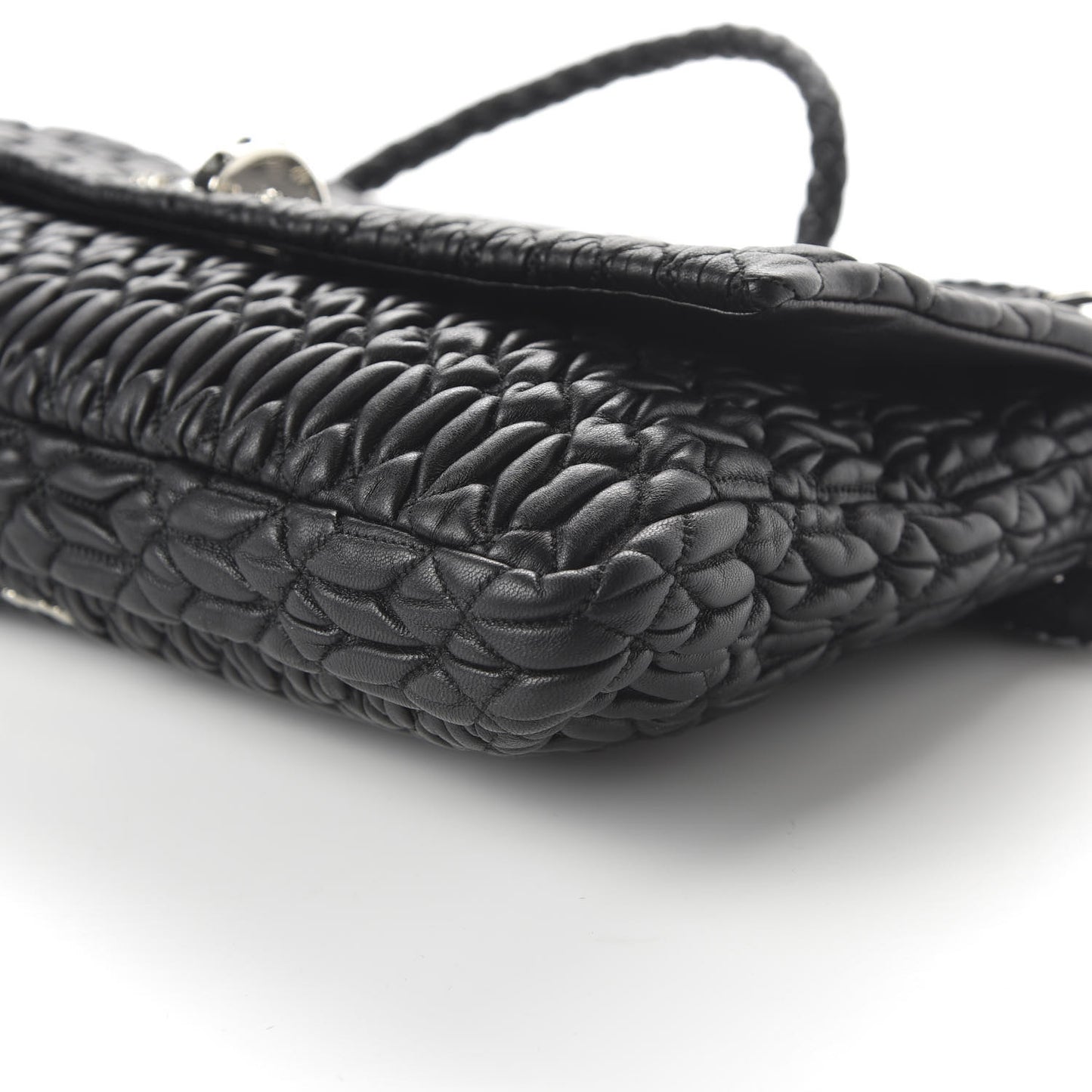 Nappa Matelasse Crystal Flap Clutch Black