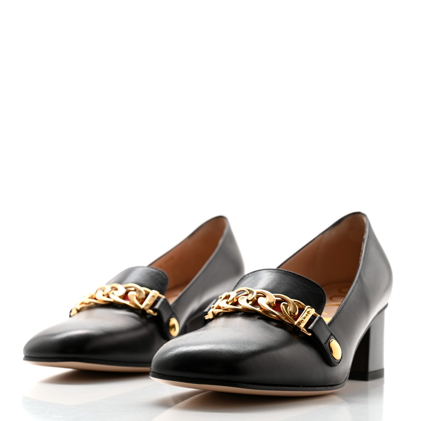 Malaga Kid Sylvie Web Chain Mid Heel Loafers 36.5 Black