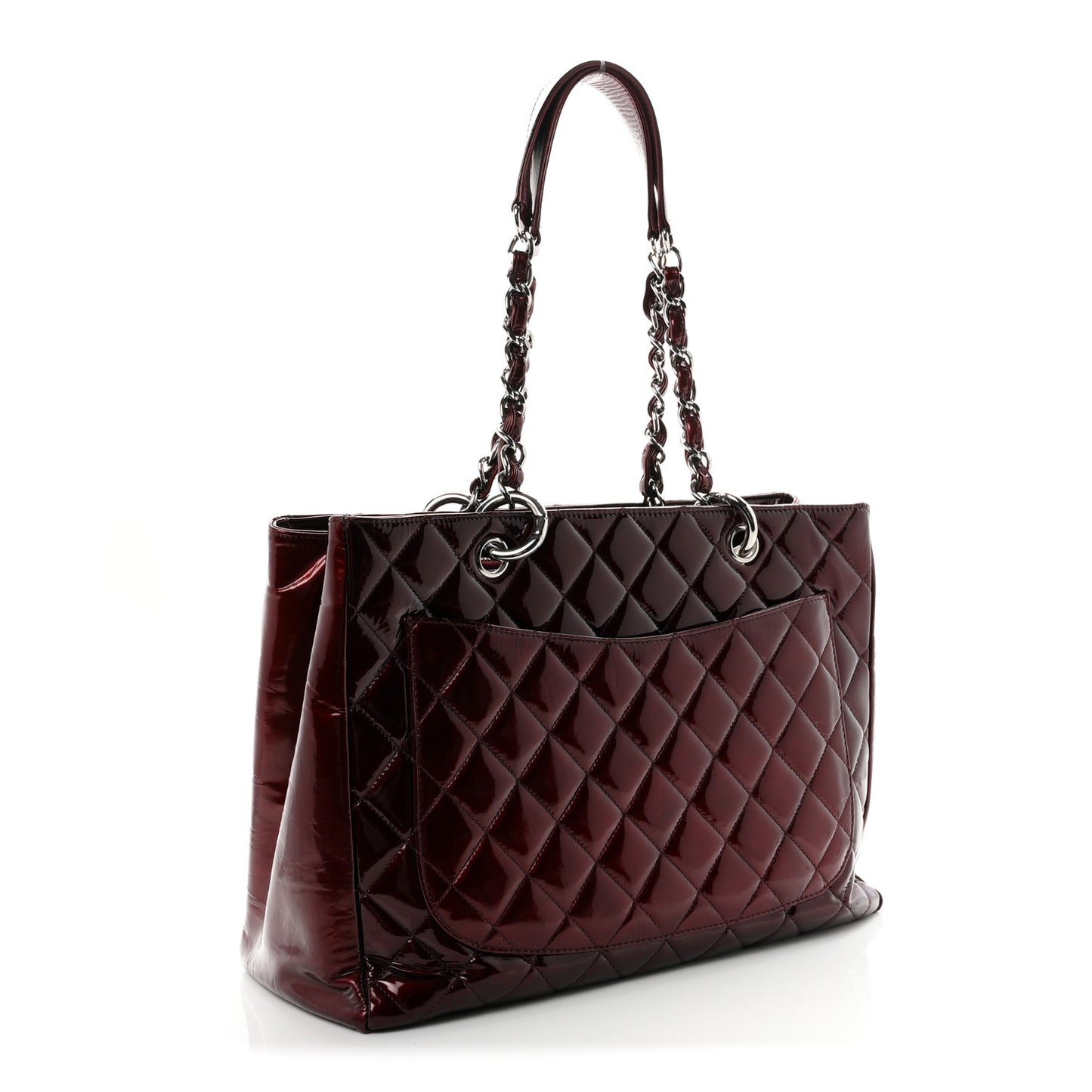 Patent Quilted Grand Shopping Tote GST Dark Bordeaux