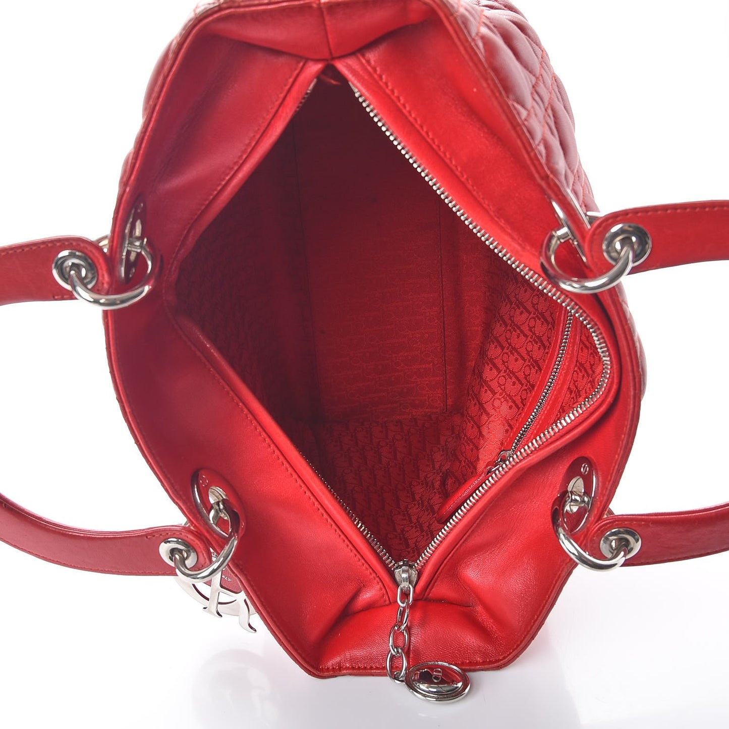 Lambskin Cannage Large Lady Dior Red