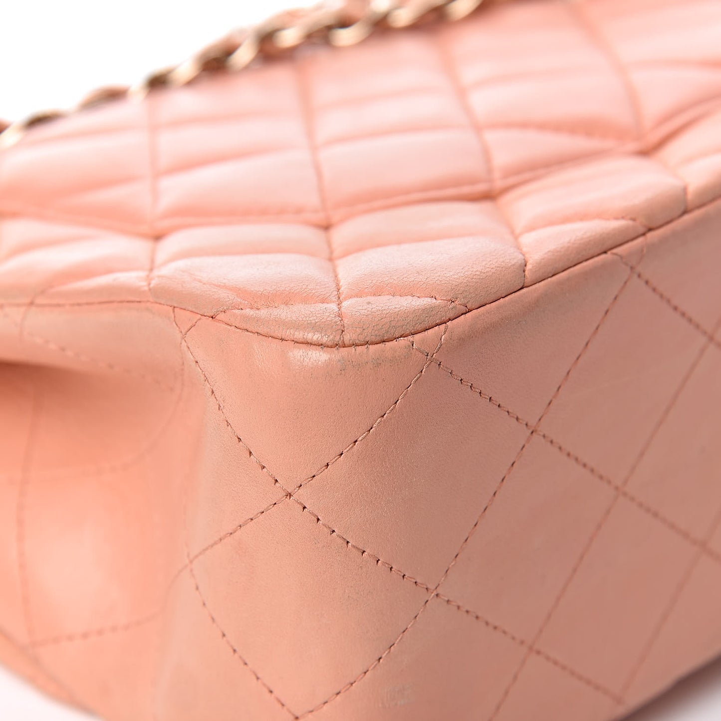 Lambskin Quilted Jumbo Double Flap Light Orange