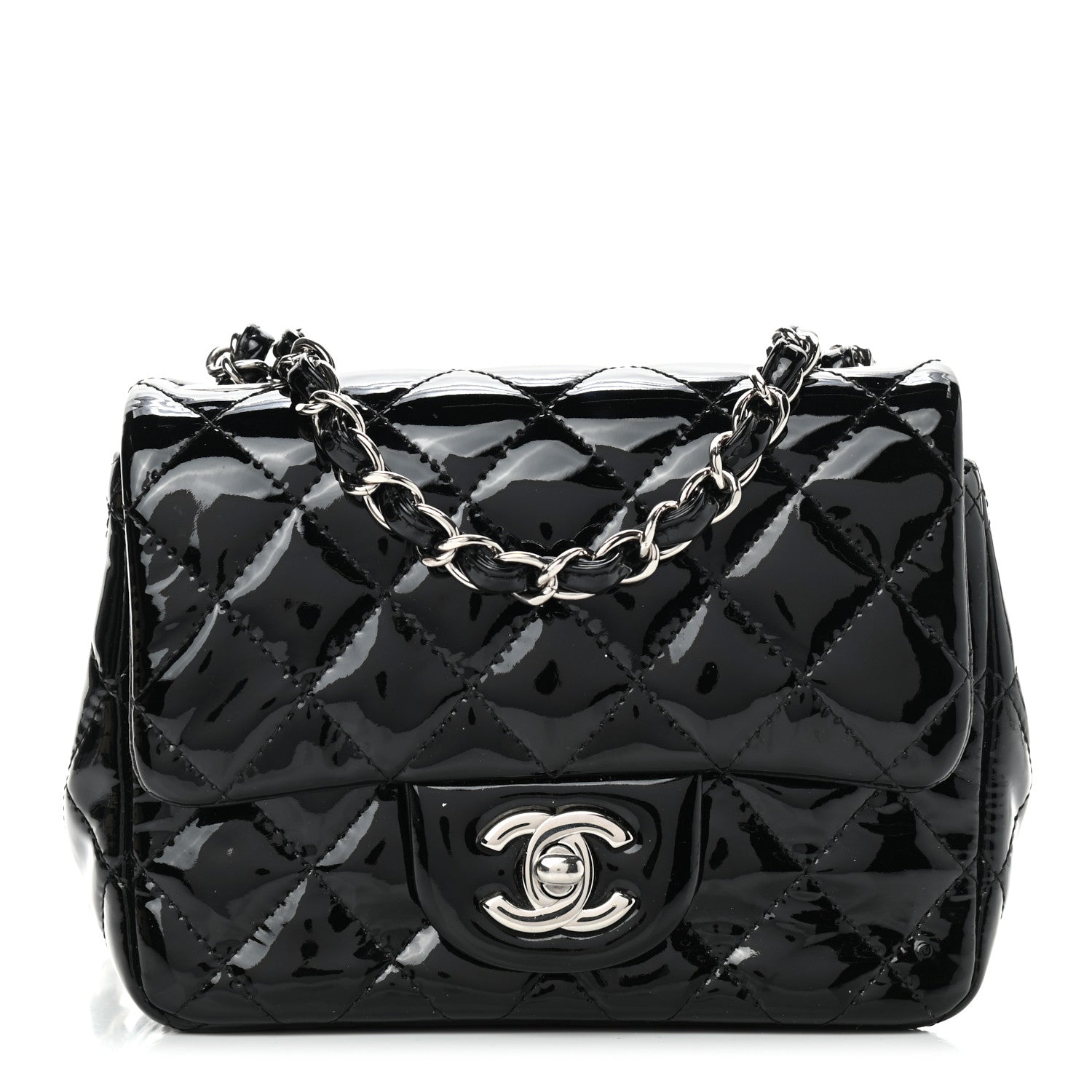 Chanel Patent Calfskin Quilted Mini Square Flap Black 1 of 9
