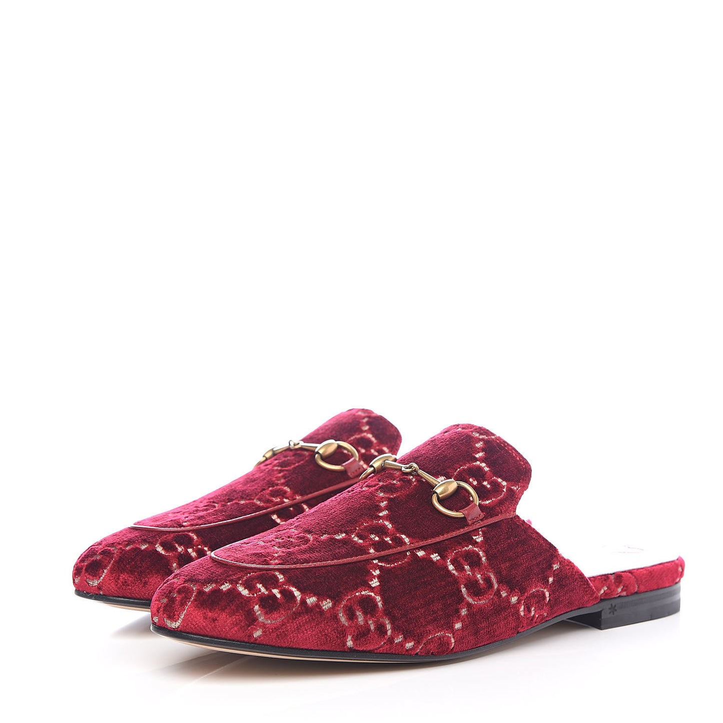 Velvet GG Monogram Womens Princetown Slippers 39 Red Cipria