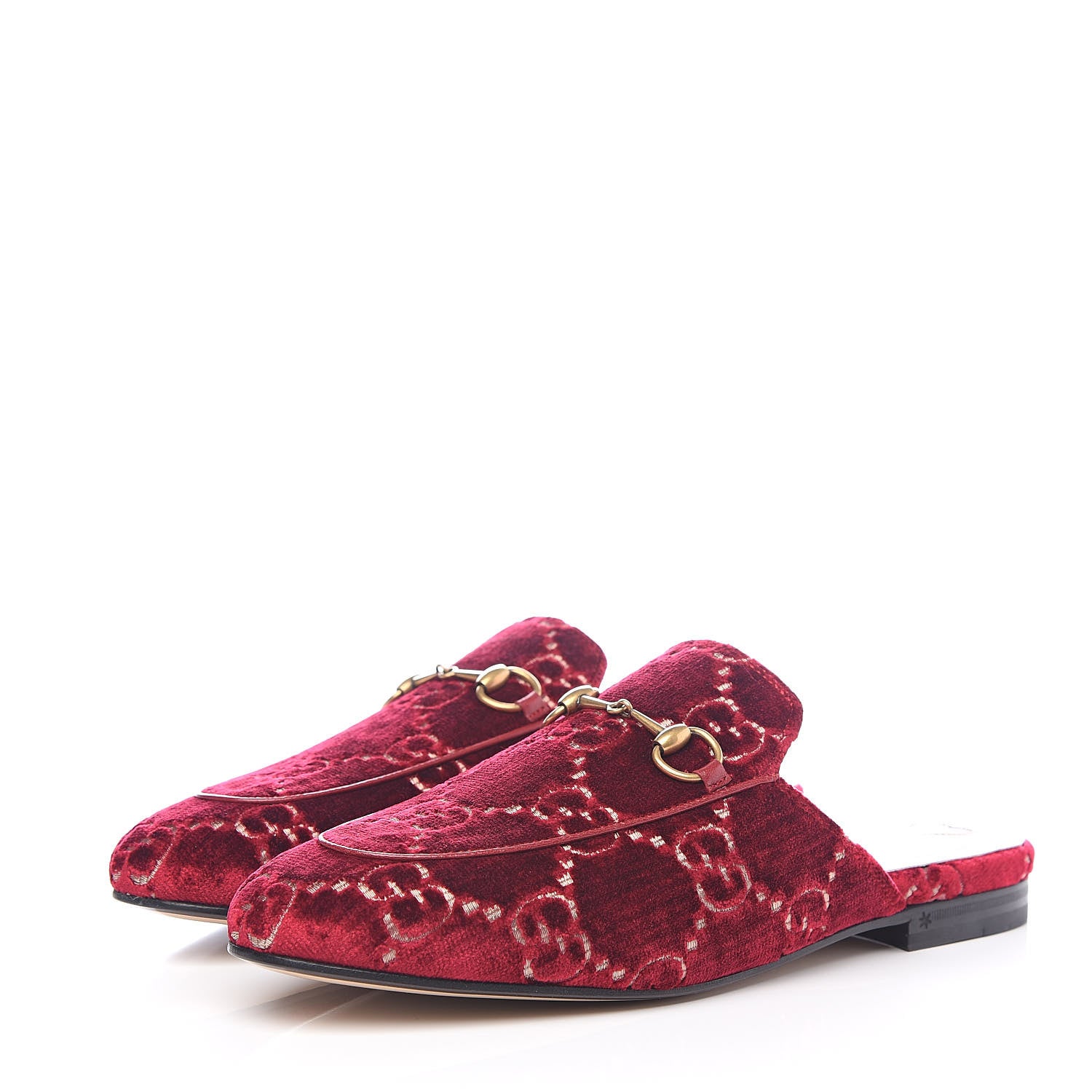 Gucci Velvet GG Monogram Womens Princetown Slippers 39 Red Cipria 3 of 8
