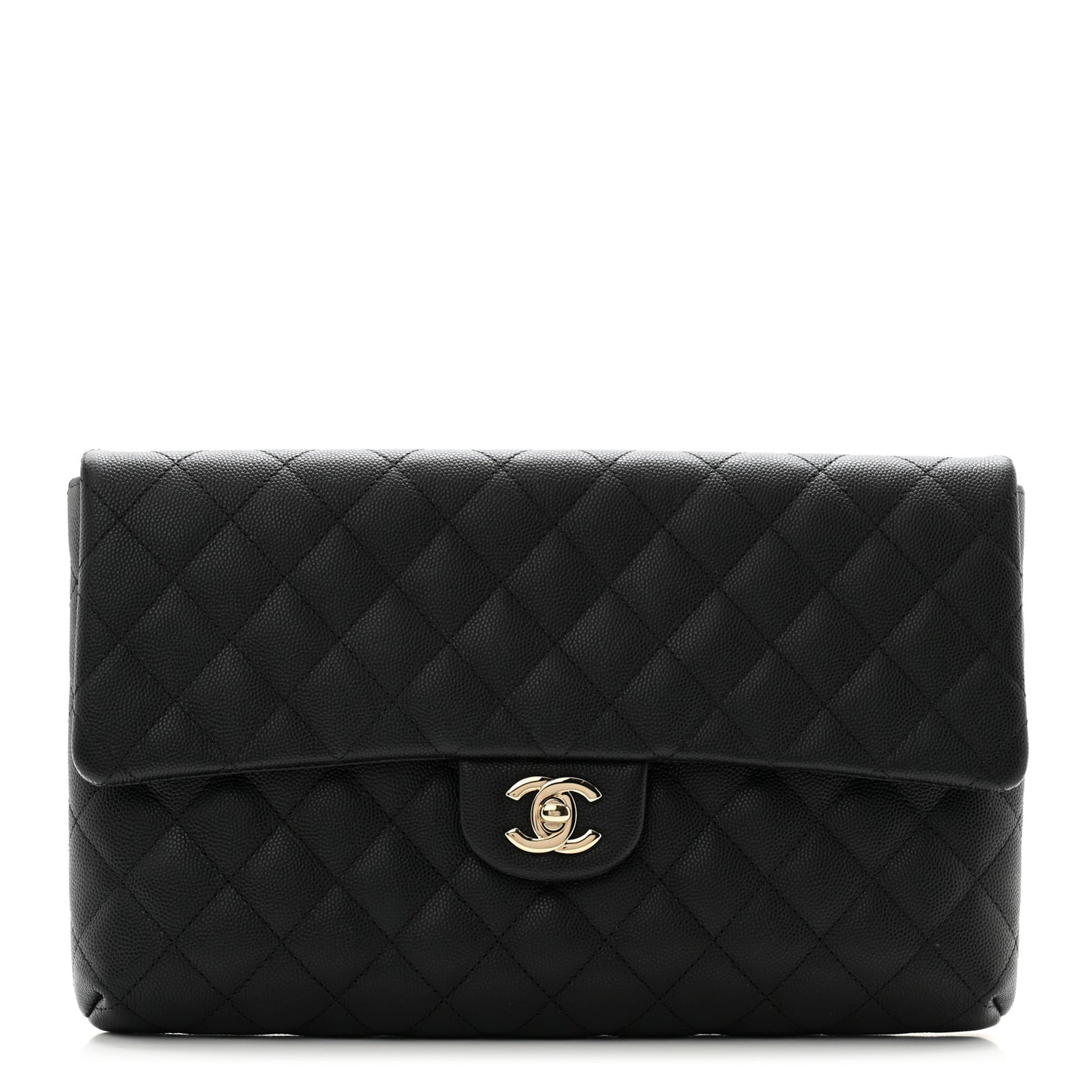 Caviar Quilted Flap Clutch Black