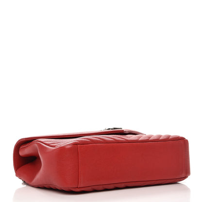 Saint Laurent Sheepskin Matelasse Chevron Large College Monogram Satchel Rouge 4 of 7