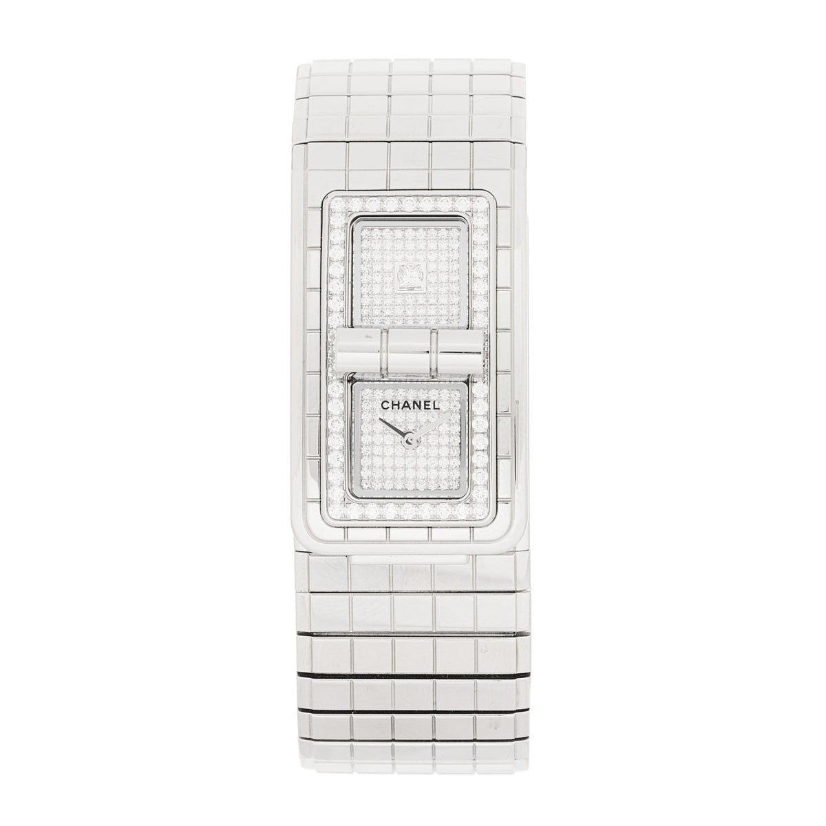 Chanel Stainless Steel Diamond Pave 21.5mm Code Coco Quartz Watch 1 of 5