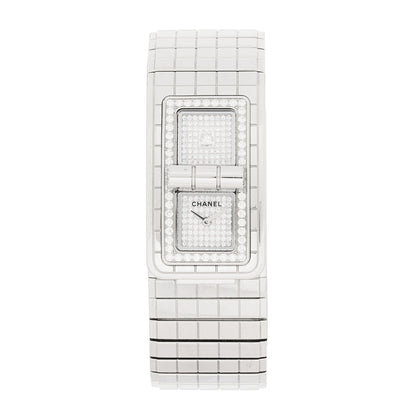 Chanel Stainless Steel Diamond Pave 21.5mm Code Coco Quartz Watch 1 of 5