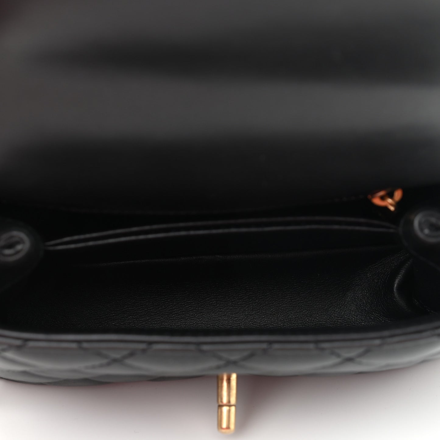 Calfskin Crystal Quilted Extra Mini Coco Handle Flap Black