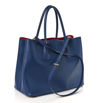 Prada Saffiano Cuir Large Double Bag Bleuette 3 of 9