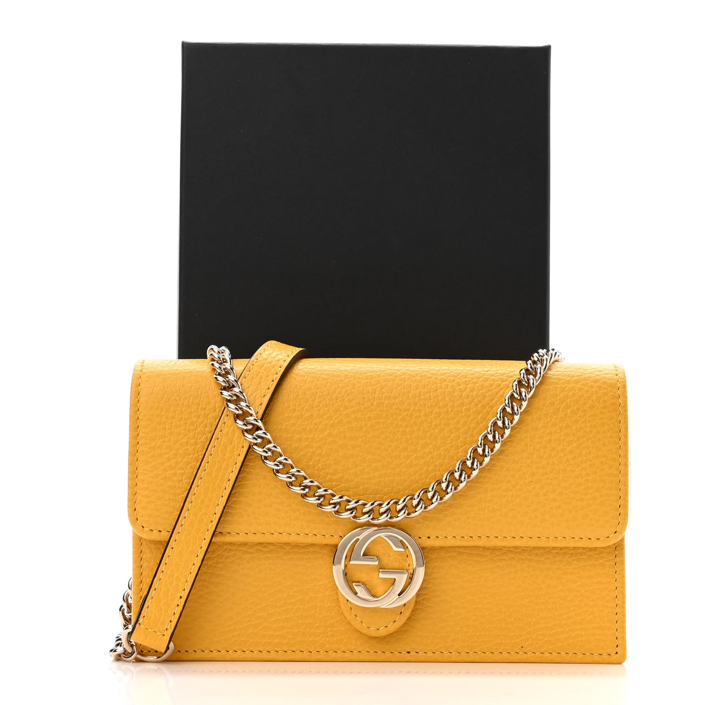 Dollar Calfskin Interlocking G Chain Wallet New Buttercup