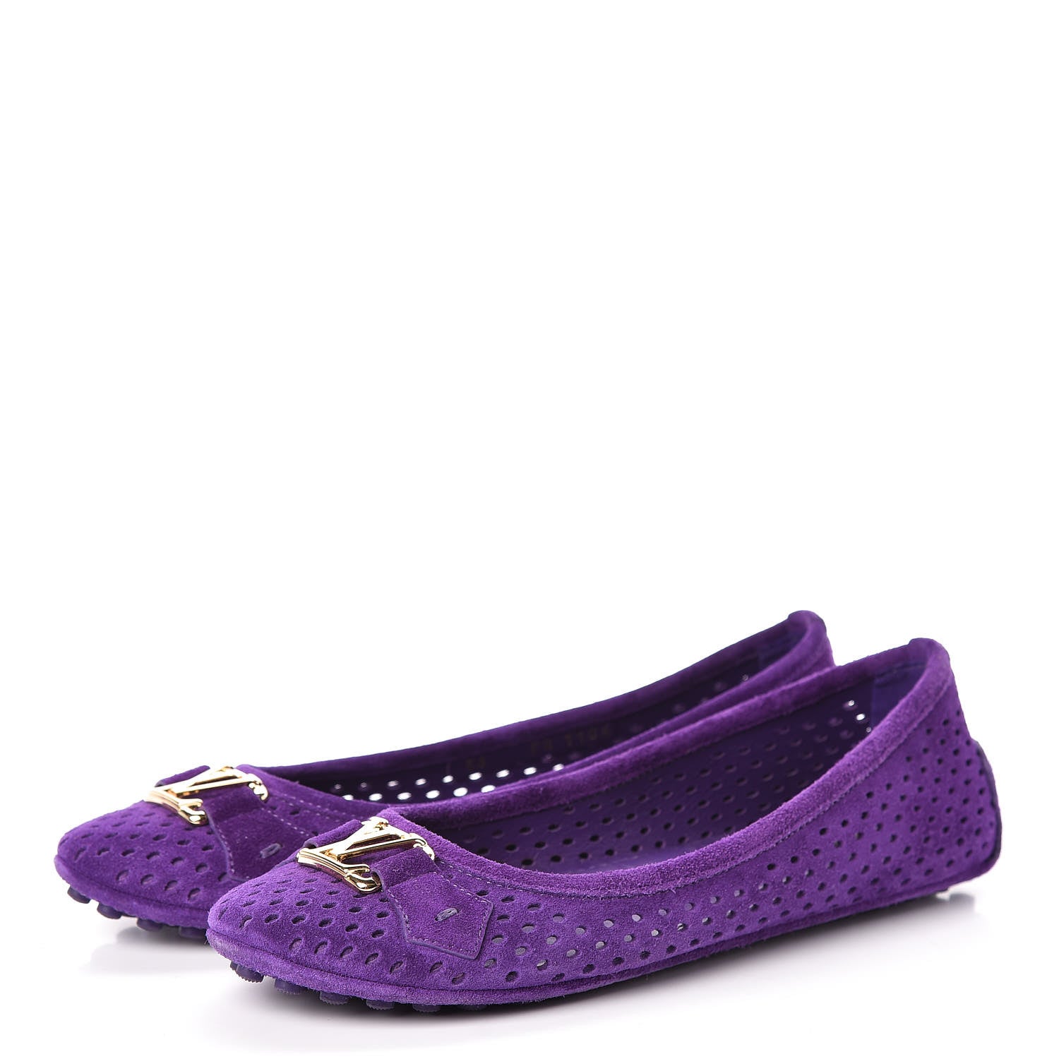 Louis Vuitton Suede Perforated Oxford Ballerina Flats 36 Violet 3 of 12