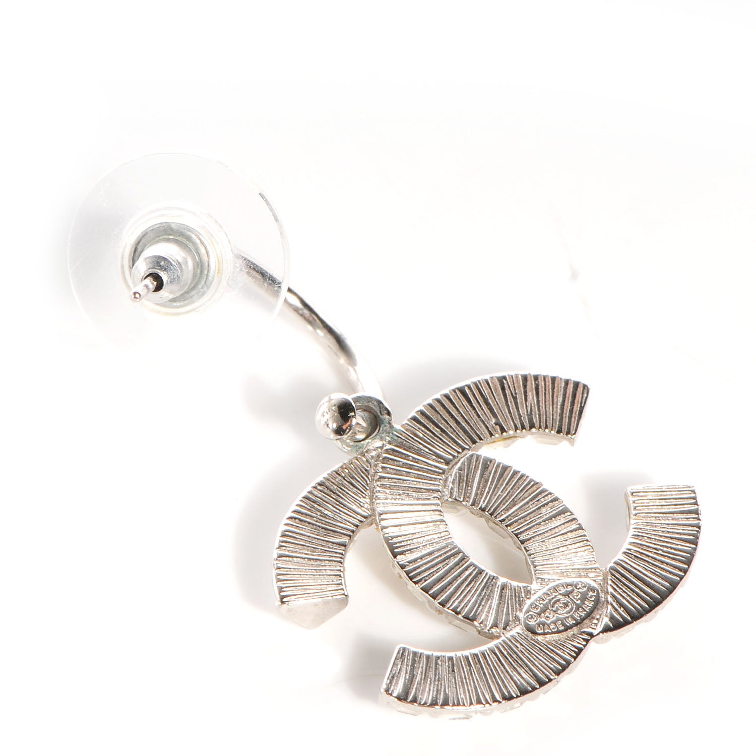 Chanel Baguette Crystal CC Dangle Earrings Silver 3 of 6