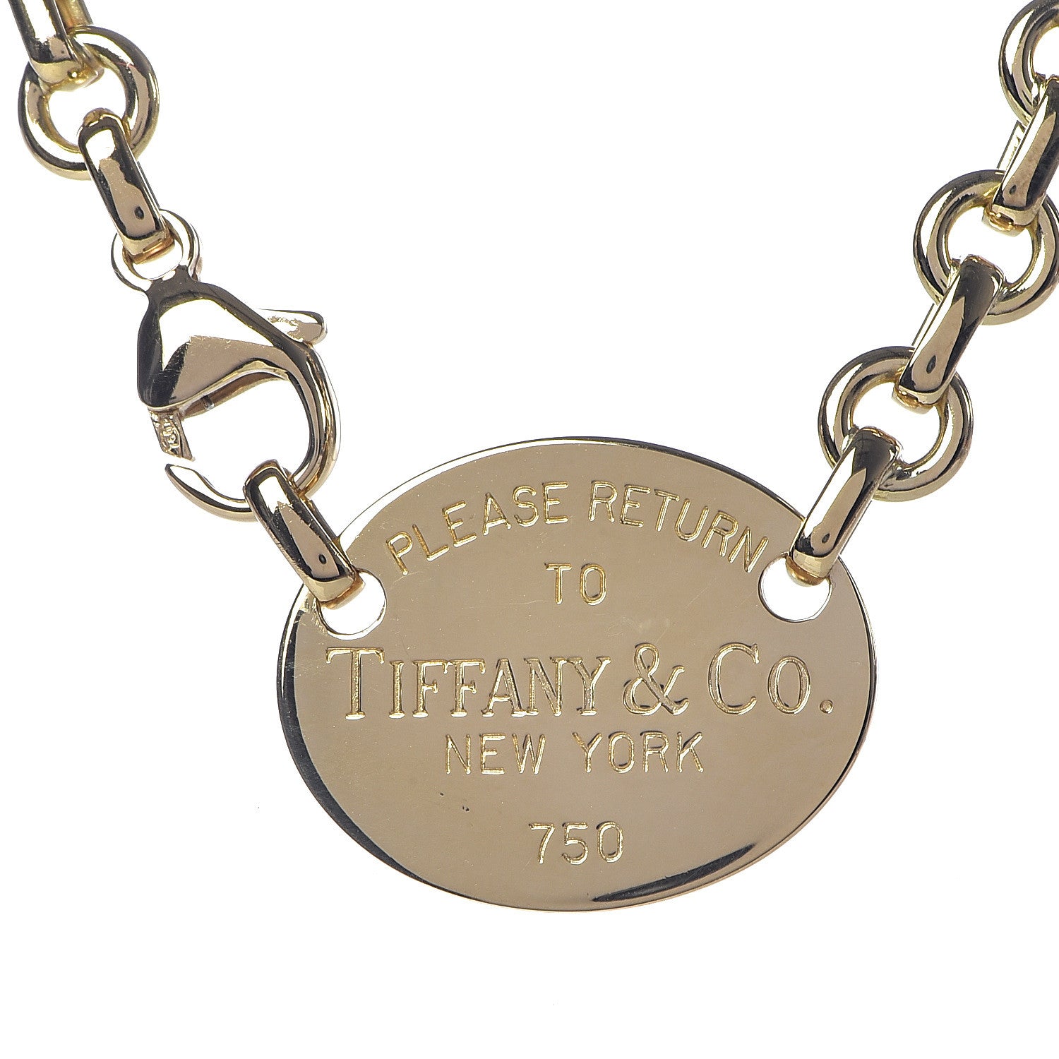 Tiffany 18K Yellow Gold Return To Oval Tag Choker Necklace 4 of 5