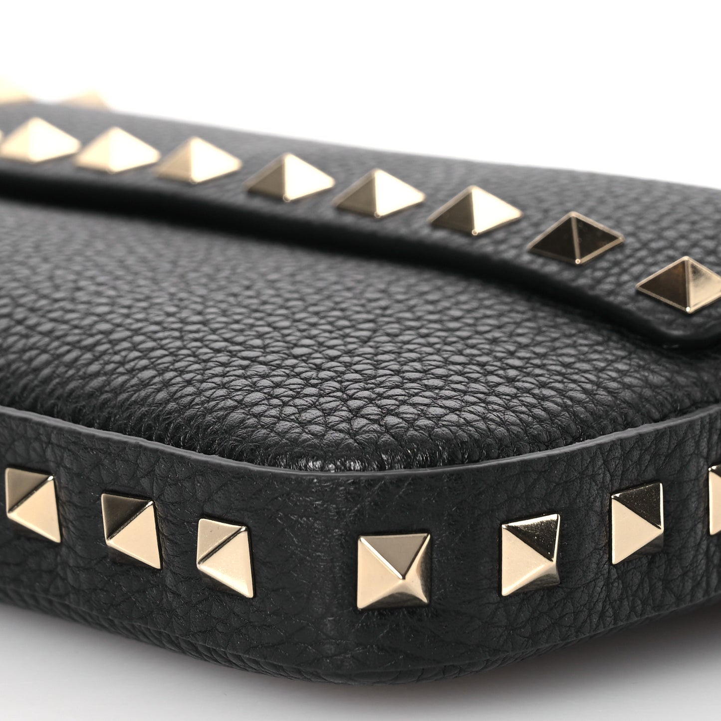 Grained Calfskin Rockstud Crossbody Bag Black