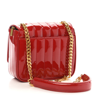 Saint Laurent Patent Matelasse Monogram Small Vicky Chain Bag Red 3 of 12