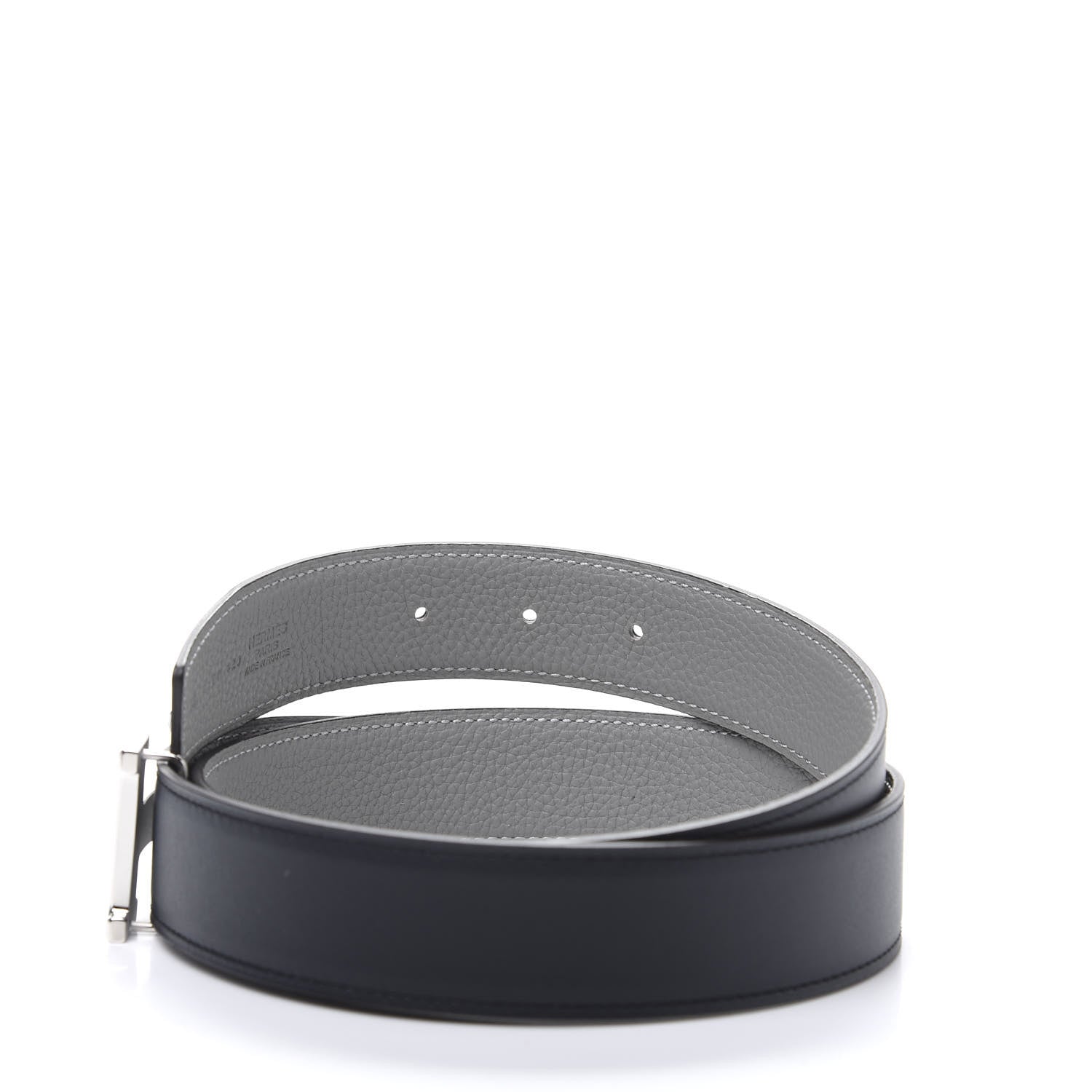 Hermes Swift Togo 32mm H Belt 80 Black Gris Perle 5 of 7