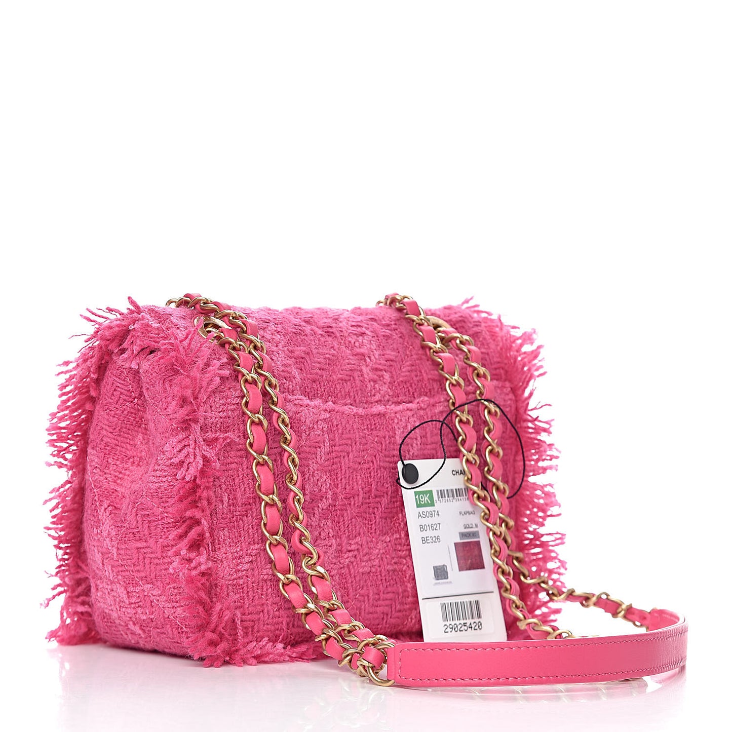 Wool Tweed Giant Logo Flap Bag Pink