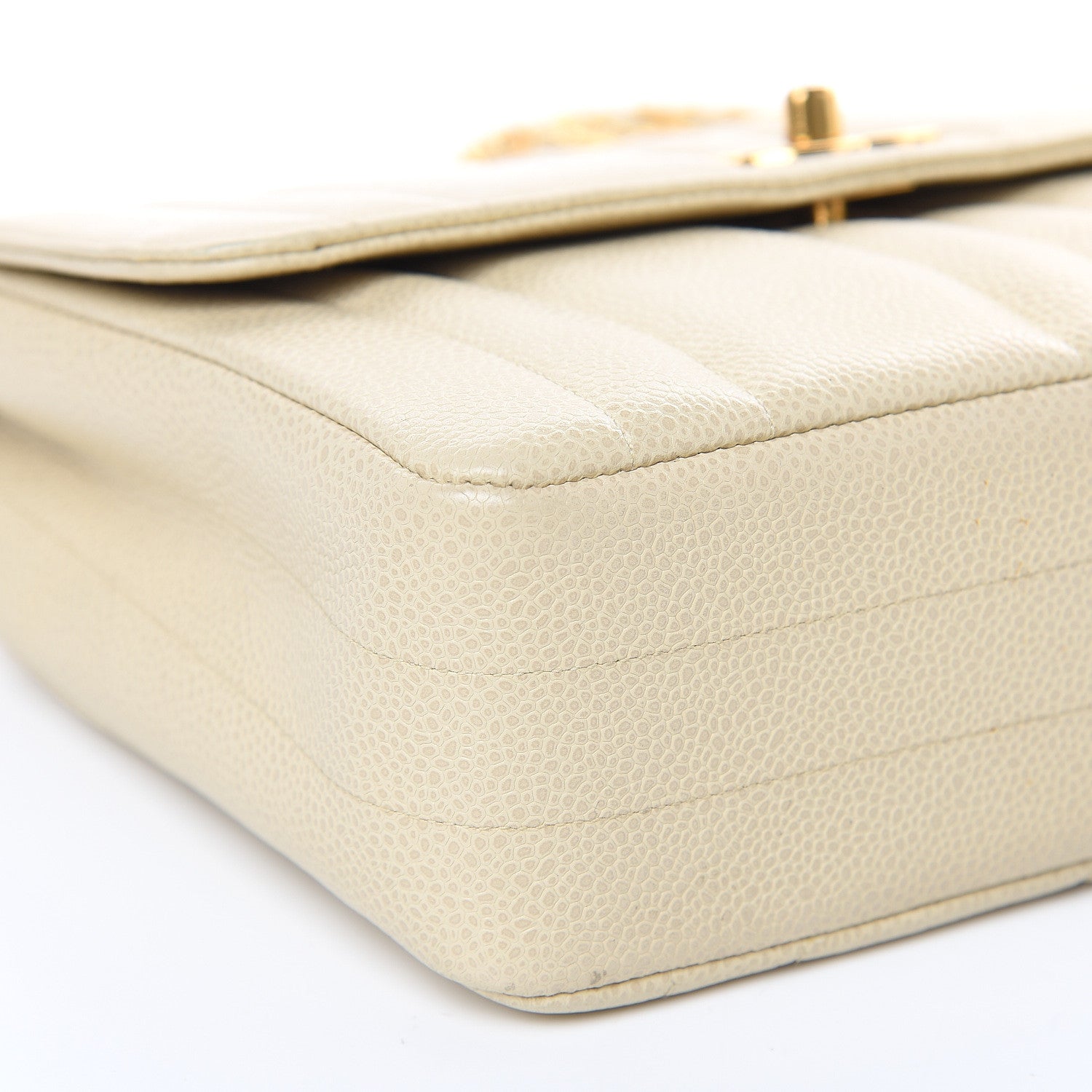 Chanel Caviar Vertical Quilted Small Single Flap Beige 9 of 19