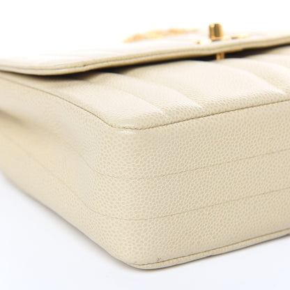 Chanel Caviar Vertical Quilted Small Single Flap Beige 9 of 19