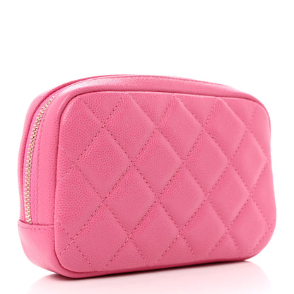 Chanel Caviar Quilted Small Curvy Pouch Cosmetic Case Pink 3 of 7