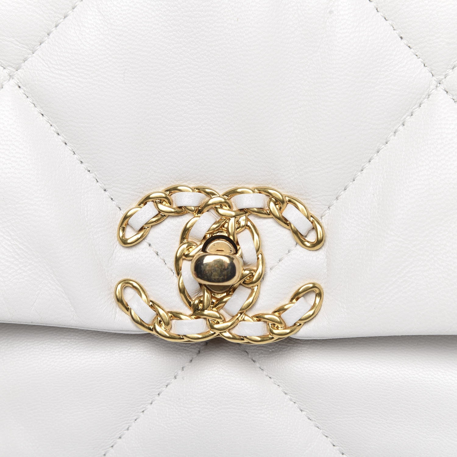 Chanel Goatskin Quilted Large 19 Flap White 8 of 11