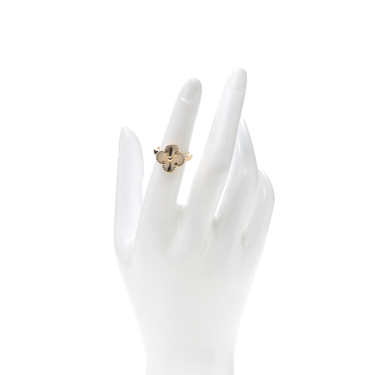 18K Rose Gold Guilloche Vintage Alhambra Ring 50 5.25