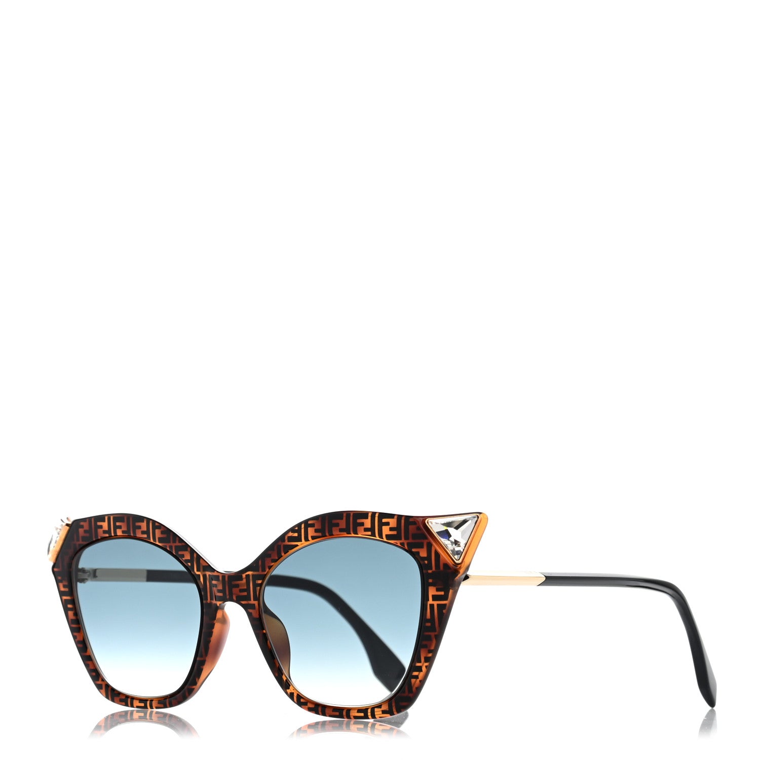 Fendi Acetate Metal FF Cat Eye Iridia Sunglasses FF 0357/S Havana 1 of 6