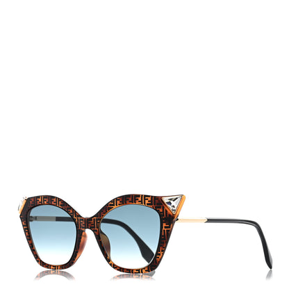 Fendi Acetate Metal FF Cat Eye Iridia Sunglasses FF 0357/S Havana 1 of 6