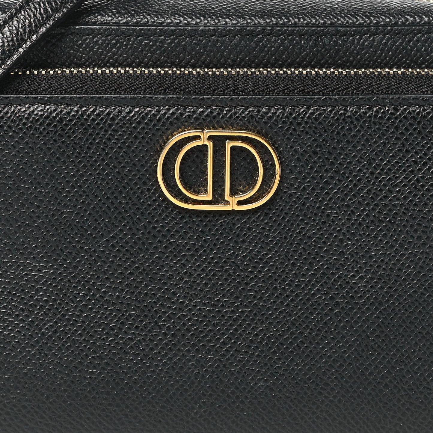 Grained Calfskin Caro Double Pouch Black