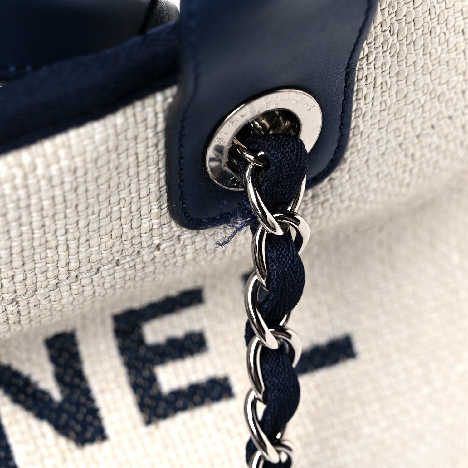 Chanel Woven Straw Raffia Medium Deauville Tote White Navy 10 of 14