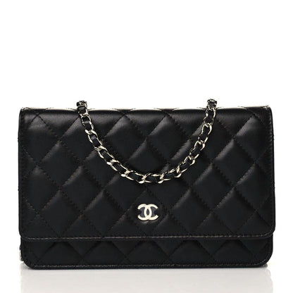 Chanel Lambskin Quilted Wallet On Chain WOC Black 12 of 12