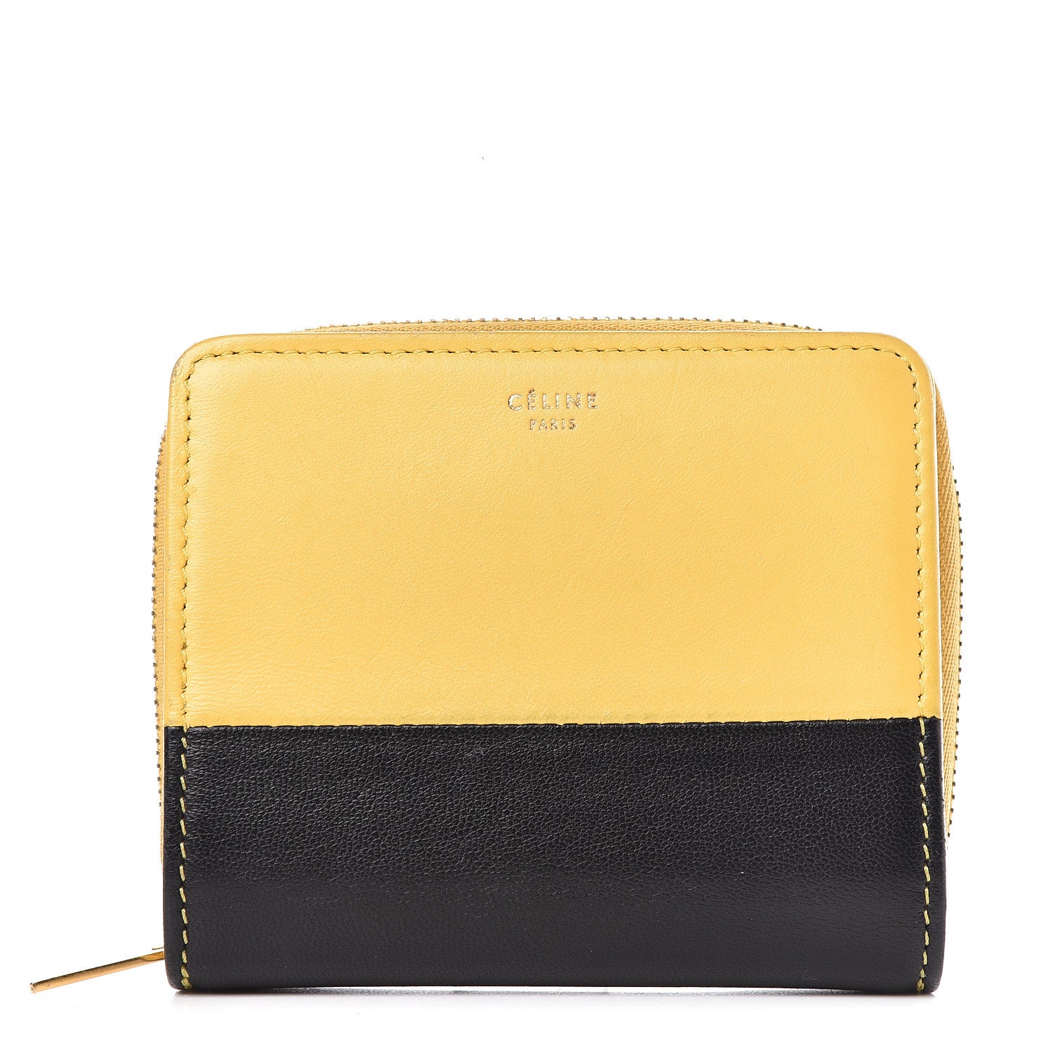 Celine Lambskin Compact Wallet Sun Yellow Black 1 of 18