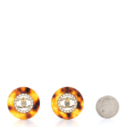 Chanel Resin CC Earrings Tortoise Gold 2 of 5