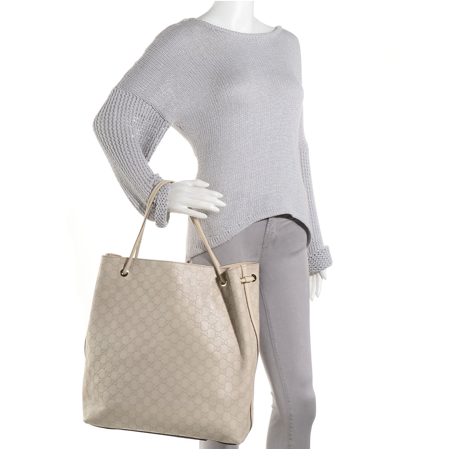 Guccissima Large Gifford Shopping Tote Off White