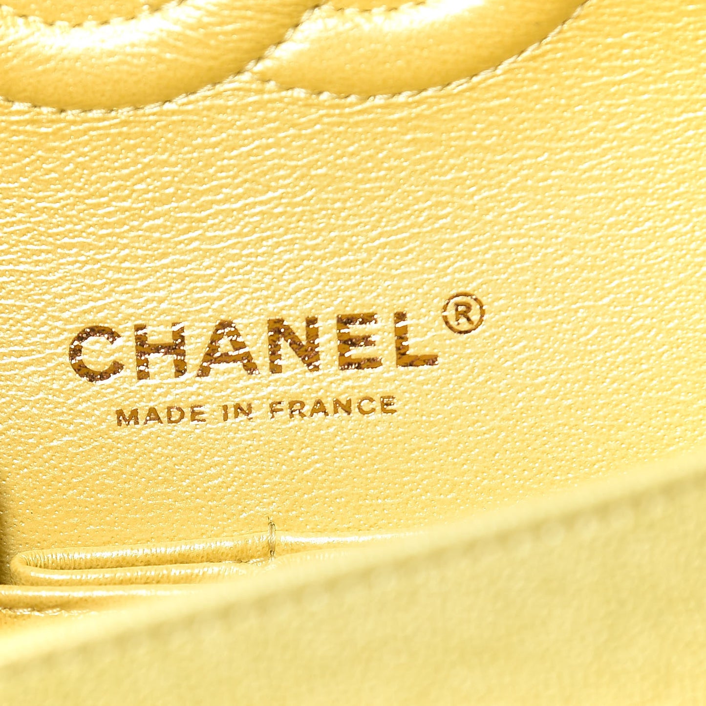 Iridescent Caviar Quilted Medium Double Flap Yellow