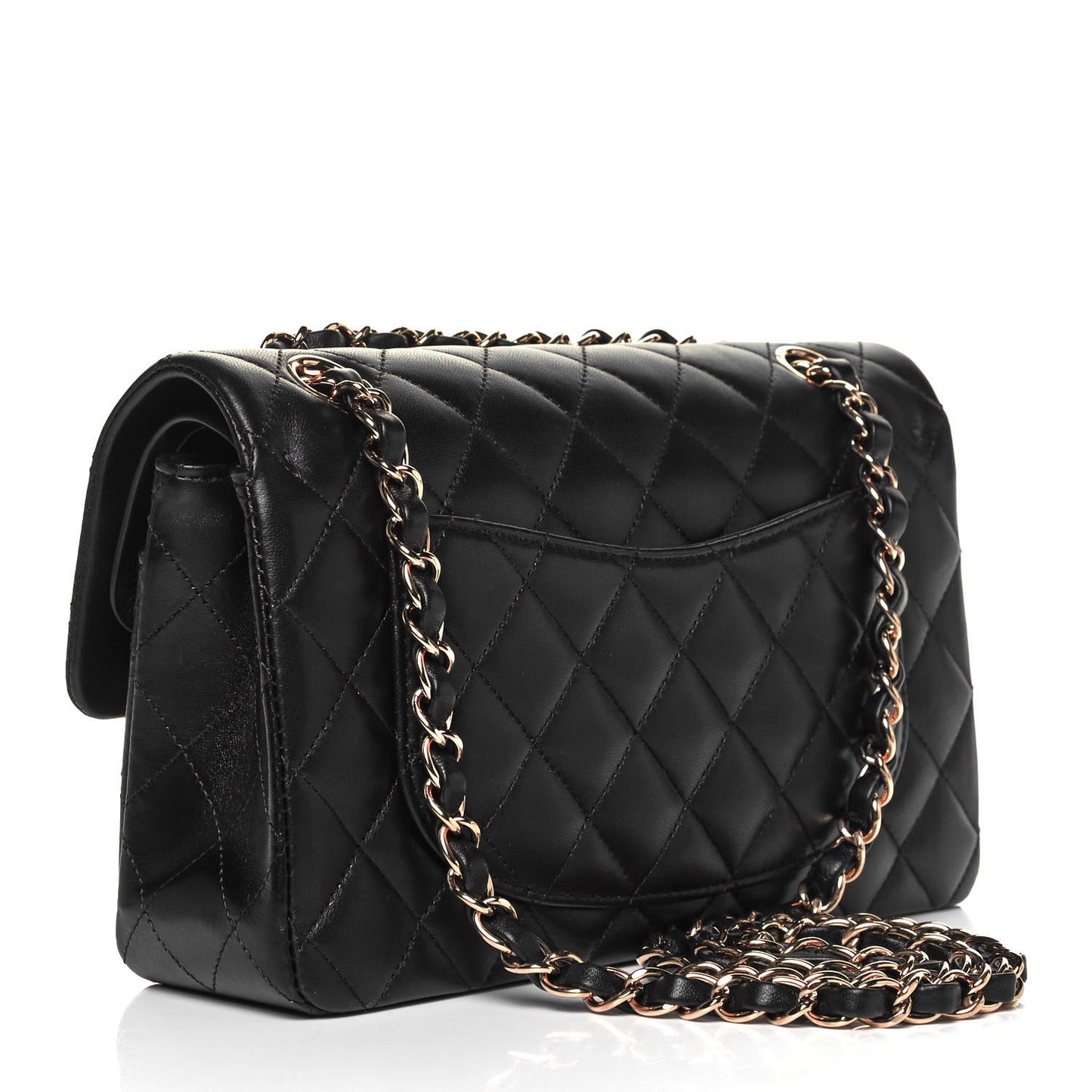 Lambskin Quilted Small Double Flap Black