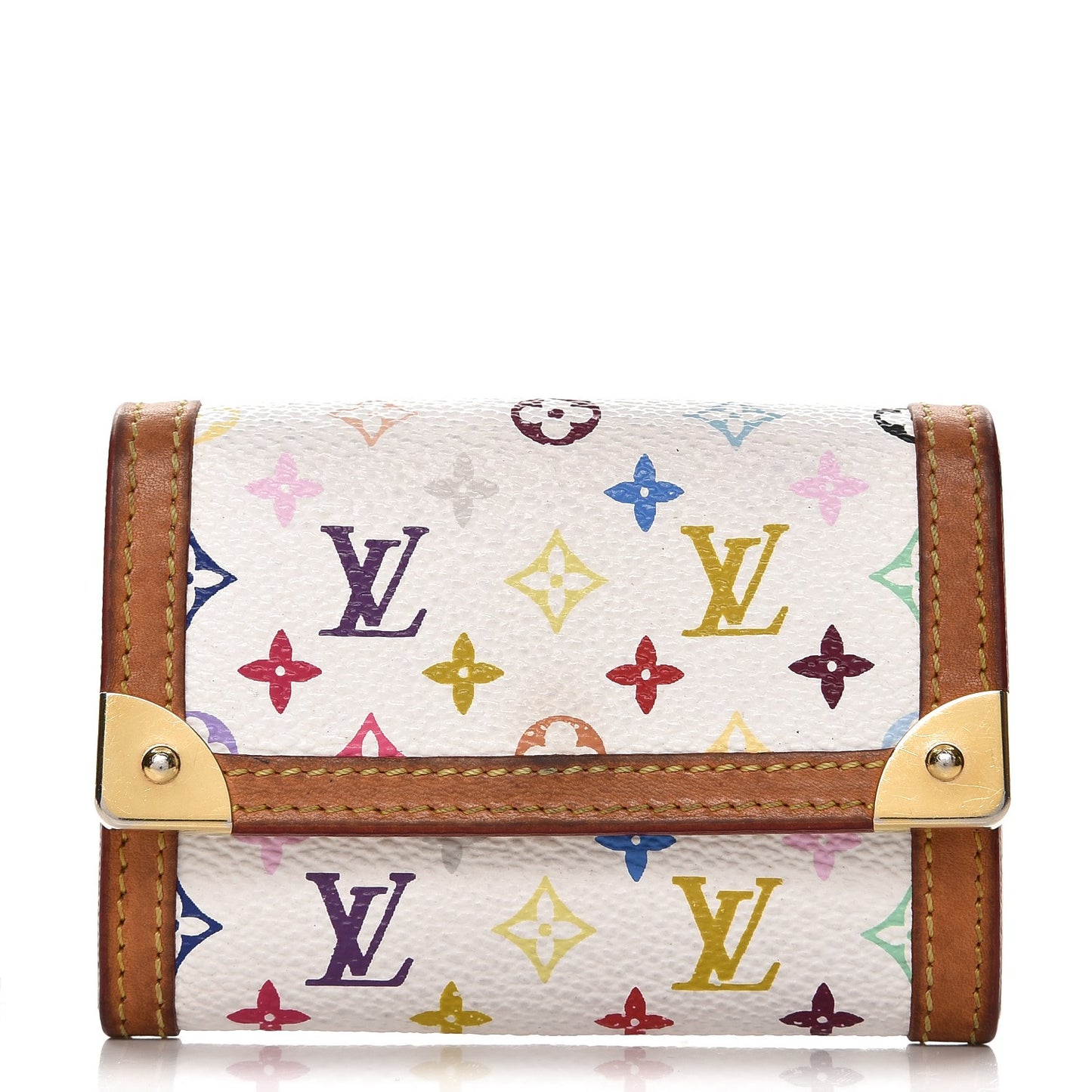Monogram Multicolor Porte-Monnaie Plat Coin Purse White