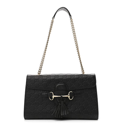 Gucci Microguccissima Medium Emily Chain Shoulder Bag Black 1 of 14