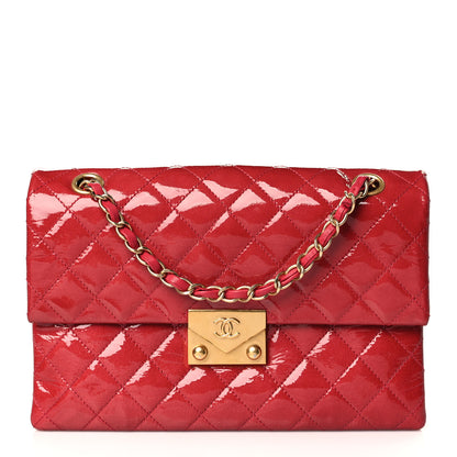 Chanel Patent Goatskin Quilted Small 3 Pocket Accordion Flap Red 1 of 10