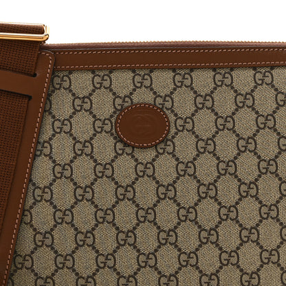 Gucci GG Supreme Monogram Azalea Calfskin Retro Interlocking G Wristlet Messenger Bag Beige Ebony Brown Sugar 9 of 11