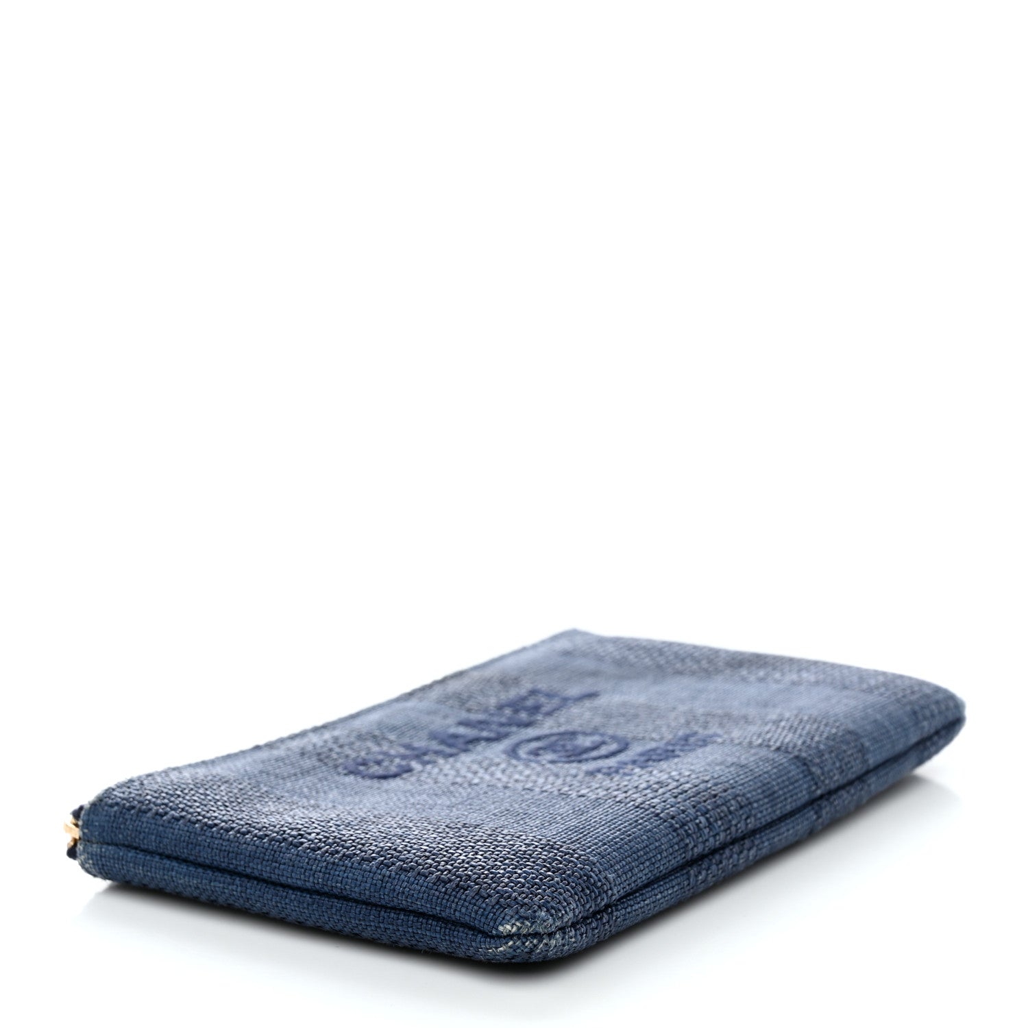 Chanel Woven Straw Raffia Deauville Cosmetic Pouch Blue 4 of 11