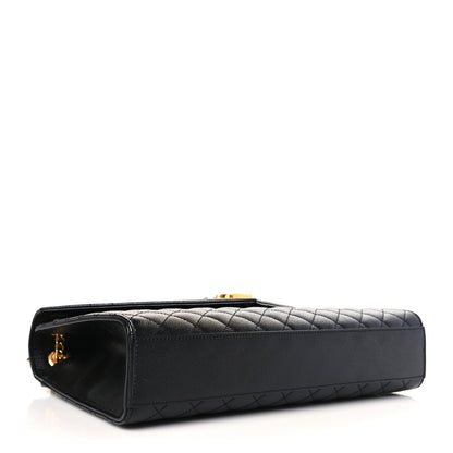Saint Laurent Grain De Poudre Textured Mixed Matelasse Large Triquilt Monogram Satchel Black 4 of 8