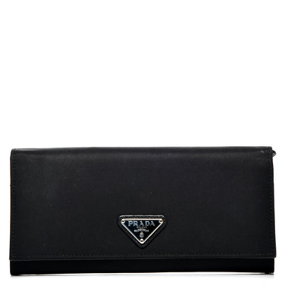 Prada Tessuto Nylon Continental Flap Wallet Black 1 of 12
