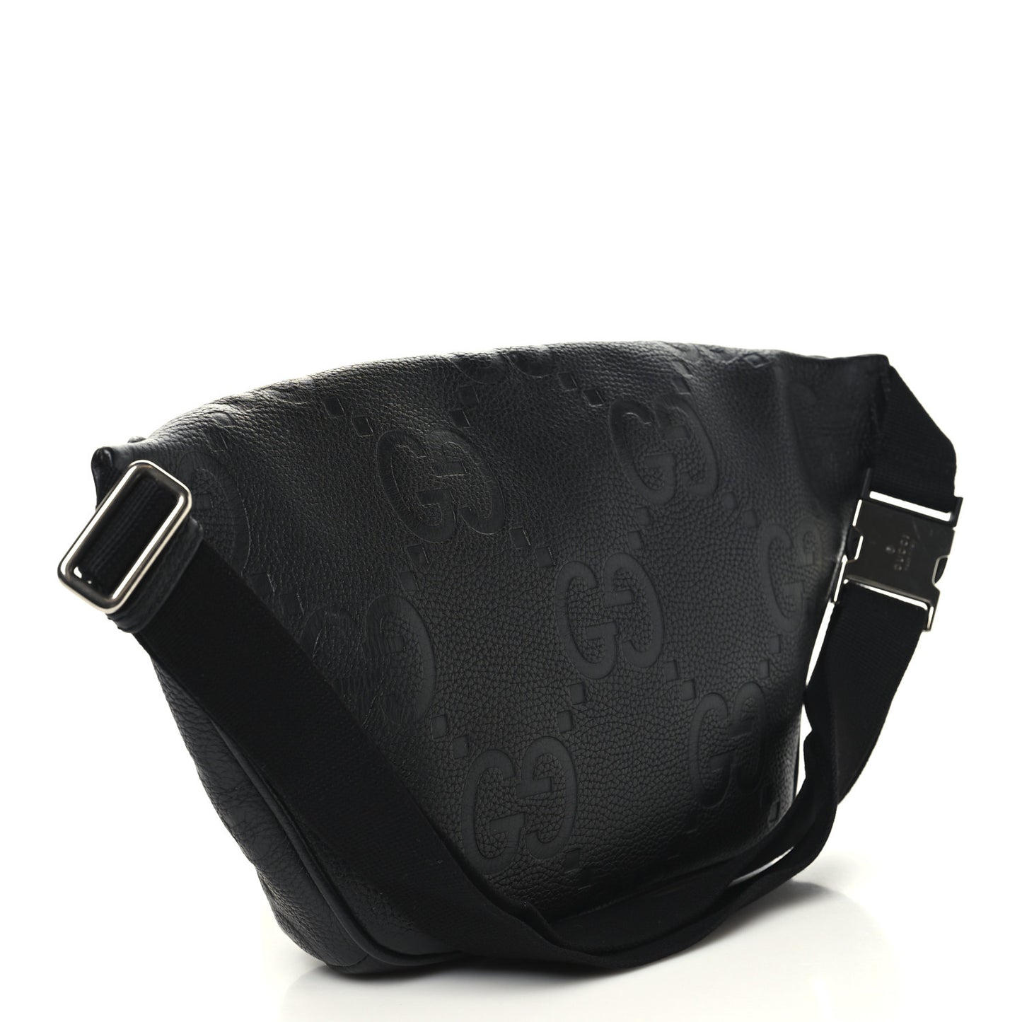 Piuma Calfskin Jumbo GG Embossed Pocket Belt Bag Black Black