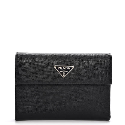 Prada Saffiano Triangle Flap Wallet Nero Black 1 of 9