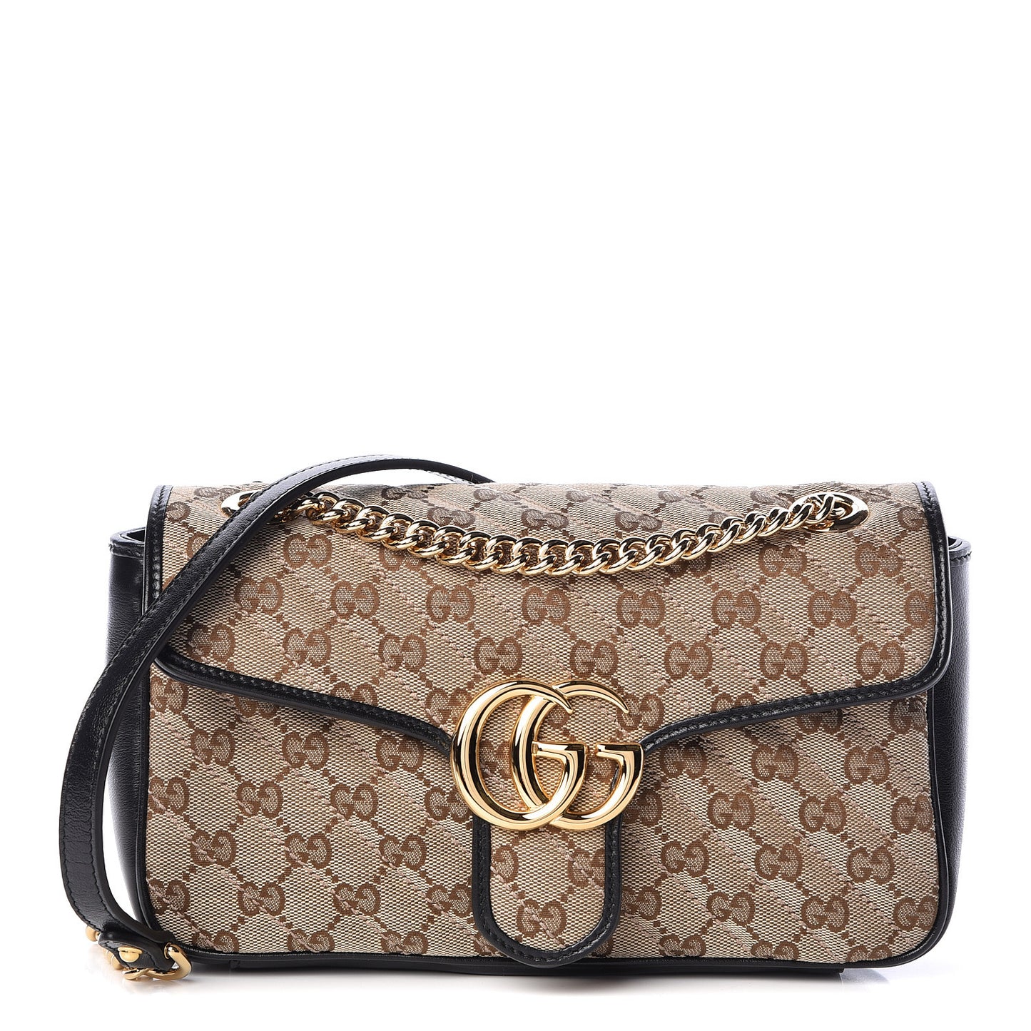 Monogram Matelasse Diagonal Small GG Marmont Shoulder Bag Beige Black