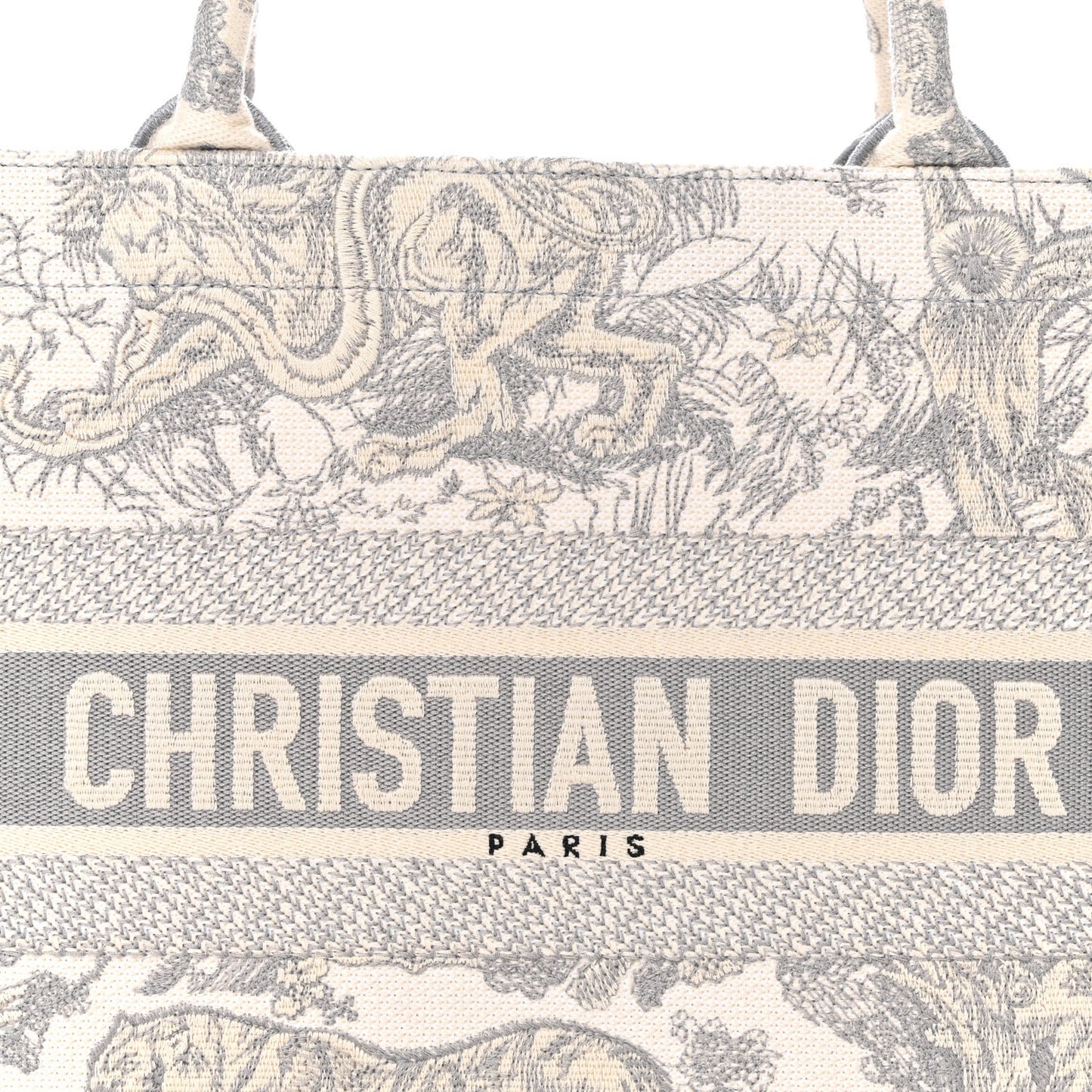 Canvas Embroidered Medium Dioriviera Toile De Jouy Book Tote Gray